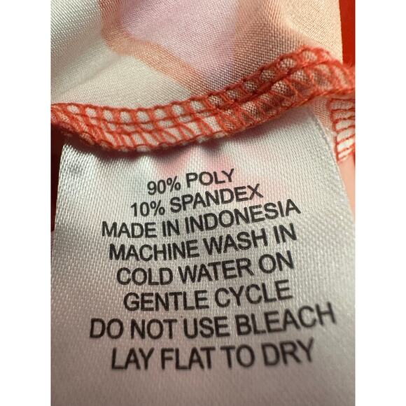 La Mer Luxe Orange Pink Psychedelic Puff Sleeve Midi Dress Women’s Medium - Picture 8 of 8